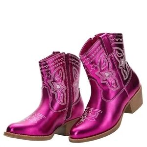 Pink Western Ankle Boots